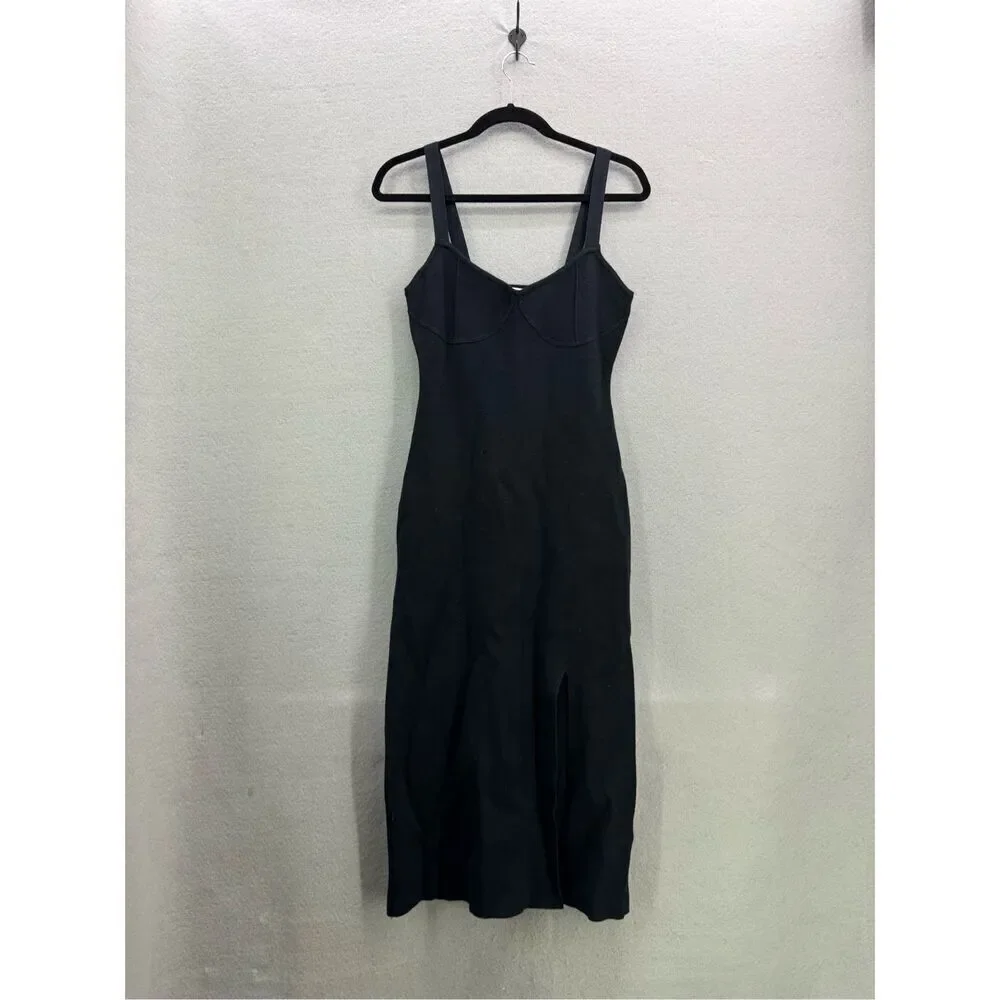 Abercrombie and Fitch Womens Black Front Slit Sleeveless Knit Dress Size MT - Picture 2 of 9